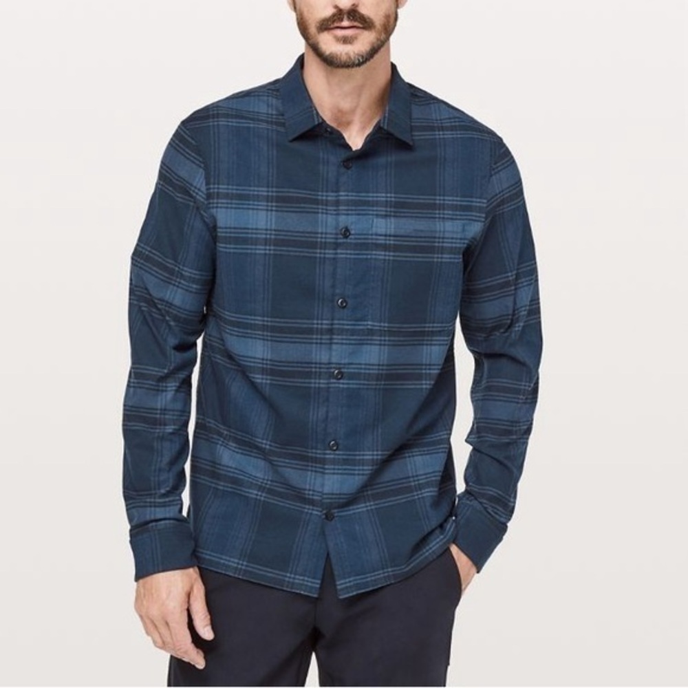 Lululemon navy blue masons peak flannel shirt